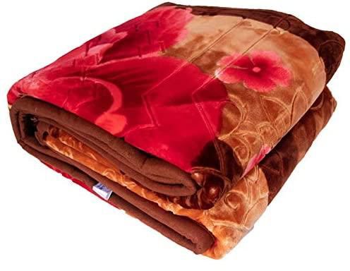 Santamora Polyester California King Size Floral Pattern,Brown - Bed Blankets
