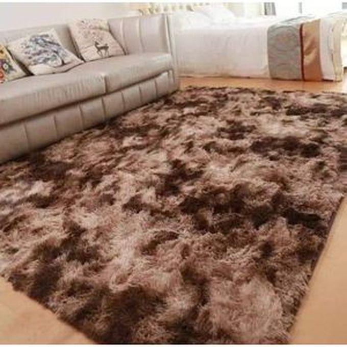 Fluffy Carpets 5*8 Dark Brown Patched