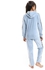 Andora Slip On Hooded Velvet Girls Pajama Set - Light Blue