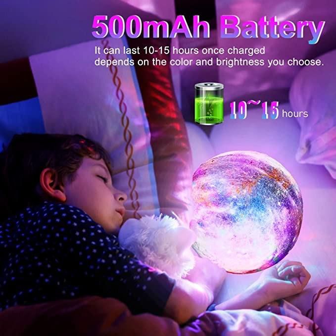  Moon Lamp Moon Light Kids Night Light Galaxy Lamp 16 Colors LED 3D Star Lamp with Wood Stand, Touch & Remote Control & USB Rechargeable Baby Light