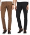 2 In 1 Men Quality Chinos- Black And Dark Brown