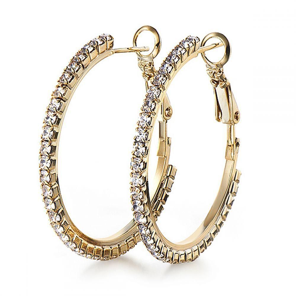 Mestige Gold Plated Crystal Hoop Earrings [EMS212]