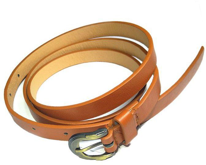 Oval Buckle Belt, Leather Belt For Women - Brown