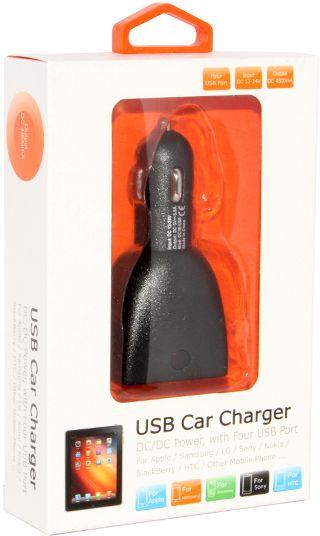 Joyroom 4 USB car charger with 3in1 cable for iphone, samsung, htc, nokia, sony, blackberry, LG BLA