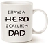 MAUAG Fathers Day for Dad Coffee Mug, I Have a Hero I Call Him Dad Funny Best Father's Day and Birthday Gifts for Dad Father Cup, White 11 Oz