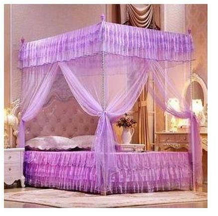 5 By 6 Purple Mosquito Net With Portable Metallic Stand