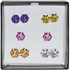 Surgical Steel and Silvertone Multicolor 8-mm Cubic Zirconia Stud 5-pair Earring Set