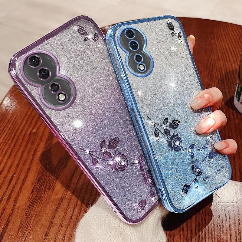 Luxury Glitter Case for Huawei Honor 80 80 Pro Phone Case Transparent Shockproof Bumper Silicone Cover