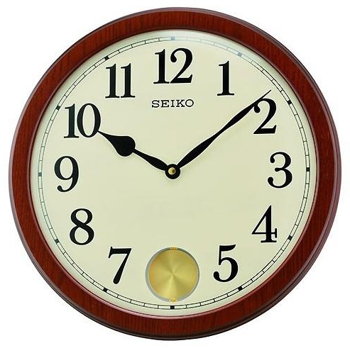 Seiko QXC233-B Cream Dial Wooden Brown Case Wall Clock