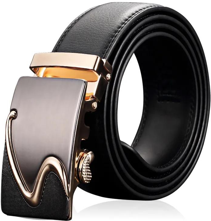 Men's Leather Belt Automatic Buckle Ratchet Men's Belt Quality