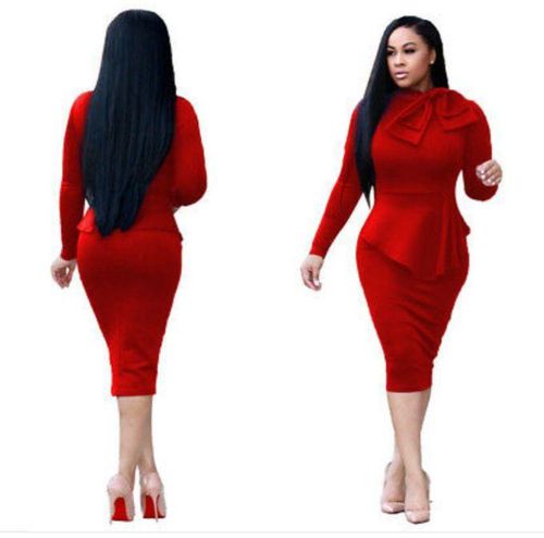 Red Long Sleeve Elegant Bodycon Midi Dress price from jumia in Nigeria -  Yaoota!