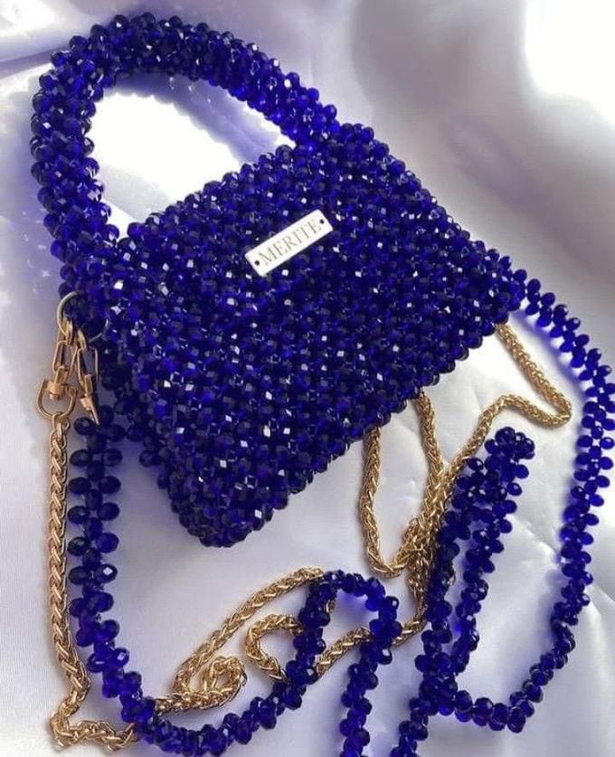Handmade Bag Of Beads - Blue