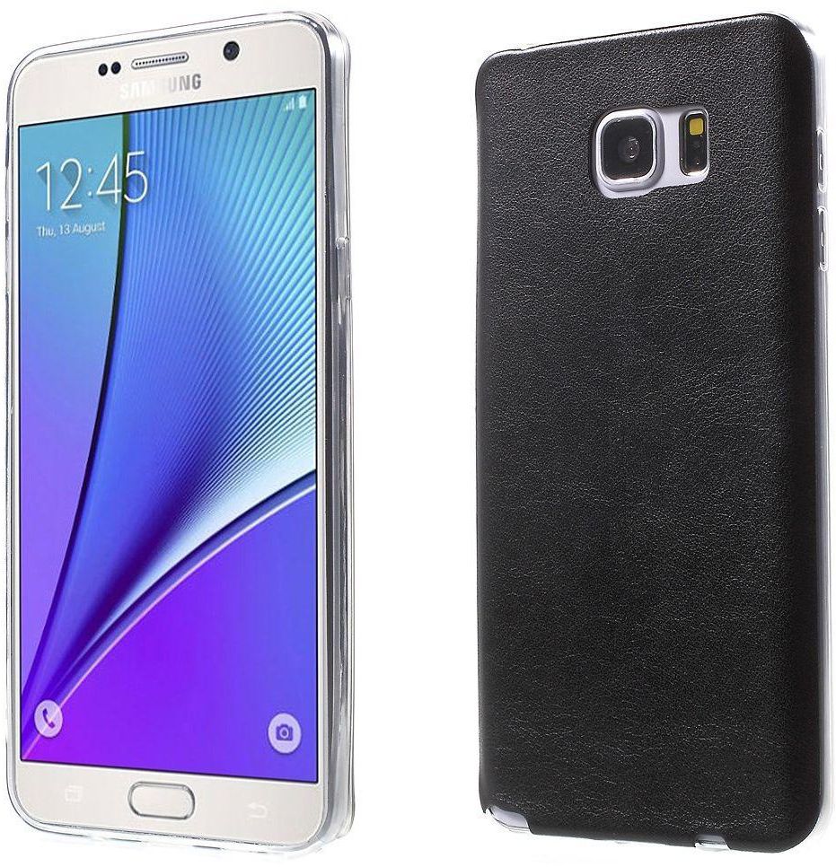 Leather Coated TPU Case for Samsung Galaxy Note5 N920 - Black