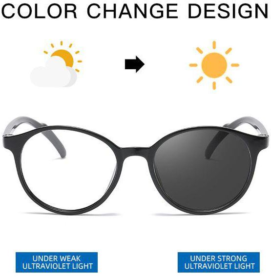 Fashion Retro Photochromic Blue Light Blocking Glasses Anti-UV & Anti-Blue Rays Filter