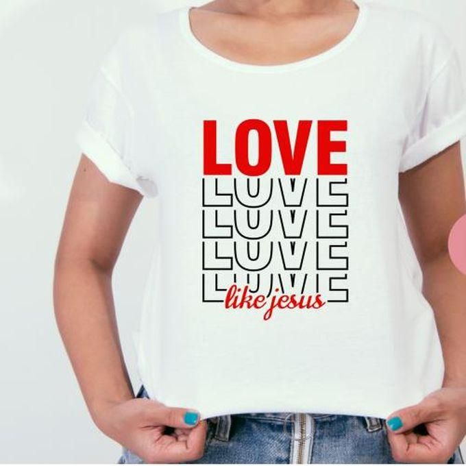 Love Like Jesus Design Fashion Print T-Shirt - White