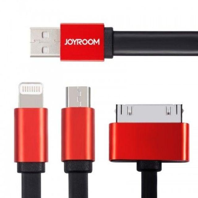 JoyRoom 3in1 30Pin/8Pin Lightning Micro USB Cable Red For iPhone, Sony, Nokia, BlackBerry etc..