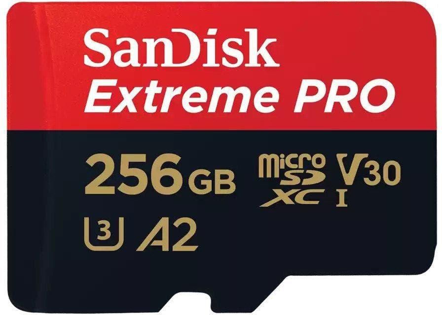 SanDisk Extreme Pro microSD UHS I Card 256GB for 4K Video on Smartphones, Action Cams & Drones 200MB/s Read, 140MB/s Write, Lifetime Warranty