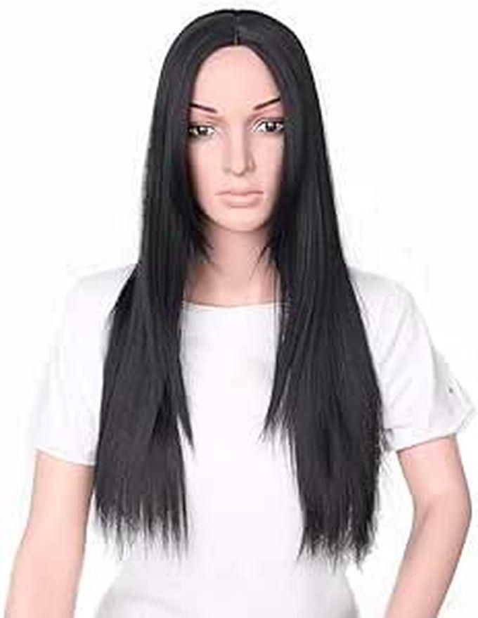 Synthetic Hair Wig Long Straight Black Color Thermal Hair