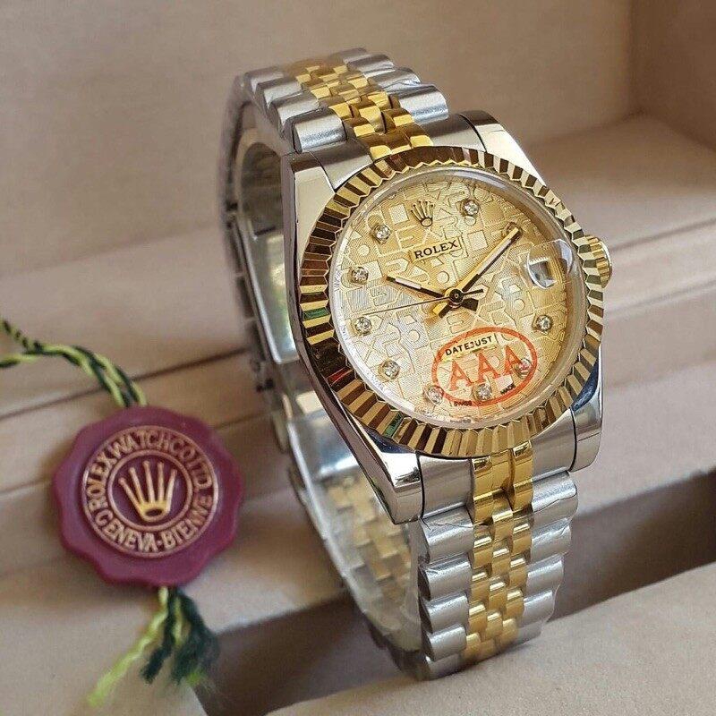 Rolex Fully Automatic Watch for Women Date Just (Gold/Silver)