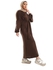 Kady Balloon Long Sleeves Plain Dress With Waist Lace Up - Brown