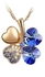 18K Gold Plated 4 Blue 4 hearts Leaf Clover Necklace