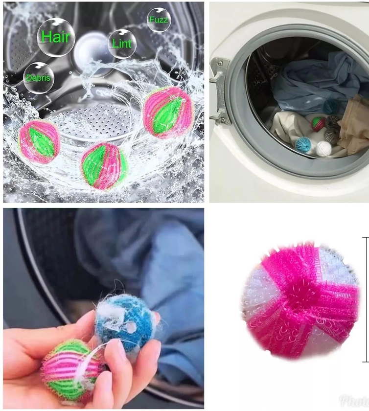 6pcs lint collecting machine balls perfectly for front loader machines, Cleaning Ability: The washing machine floating lint mesh bag can be placed in the washing powder, with the c