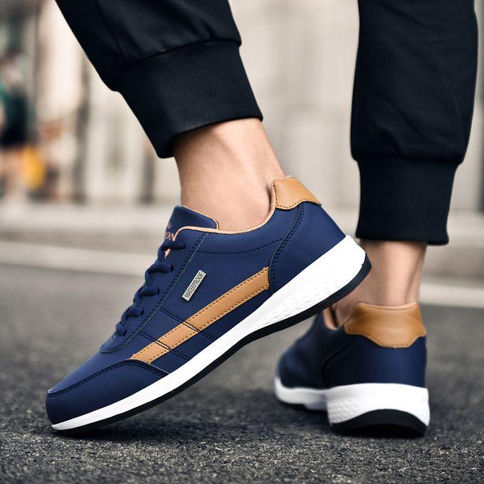 Men's Leather Outdoor Casual Sneakers - Blue