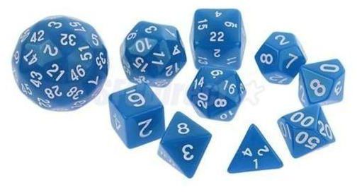 Universal 10Pcs Blue Multi Sided Dices Set For RPG Dungeons & Dragon Roleplay Game