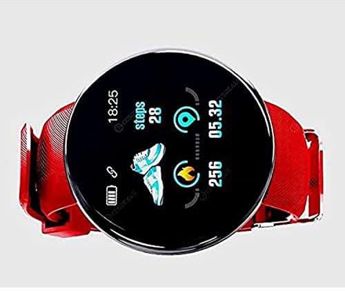 D18 Smart Watch Touch Screen, Color Screen, Reminder, Heart Rate Monitor, Blood Oxygen Monitor and Blood Pressure Monitor, Compatible with Android and iOS, Red / Black Color