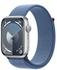 Apple Watch Series 9 GPS + Cellular, Silver Aluminium Case with Winter Blue Sport Loop, 45 mm, MRMJ3