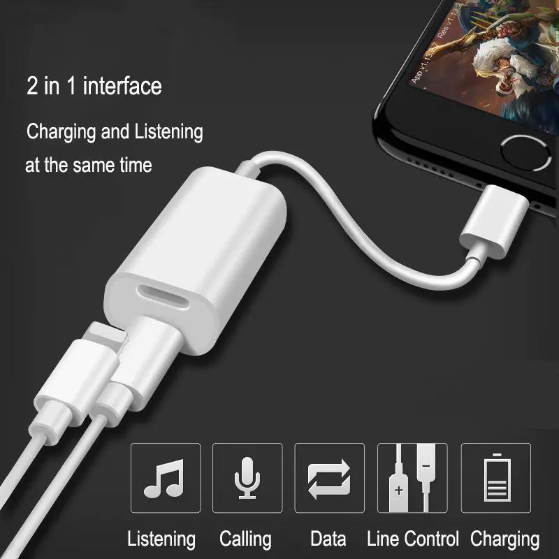 iPhone X 8 7 Audio Charging Adapter For Lightning Adapter Dual Splitters 2 in 1  Headphone Cable