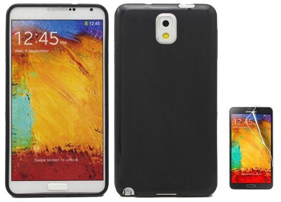 Ultra Slim TPU Soft Case & Screen Guard Samsung Galaxy Note 3 N9000 [Black]