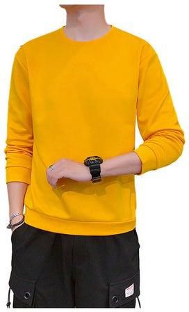 Men's Sweatshirt Round Neck Long-sleeved Solid Color Bottoming Shirt Yellow