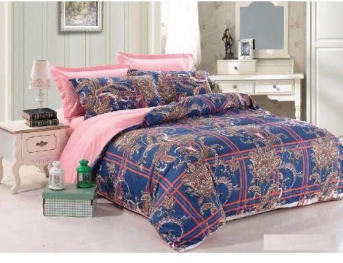 6 Pieces Duvet Cover Set - King Size 220x240cm - Reversible - Pink and Blue Floral Bedding Set