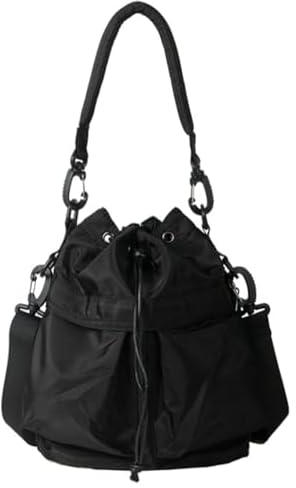 Women’s Drawstring Bucket Bag Nylon Crossbody Bag Tote Handbags Casual Hobo Shoulder Purse