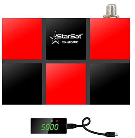 ستار سات SR-5050HD فل اتش دي مع خدمة عام واحد، 2xUSB، HDMI، EPG، MPEG4، مسح بلاي، يوتيوب، PVR، DVBS2، 4G وواي فاي (جهاز واي فاي غير متضمن)