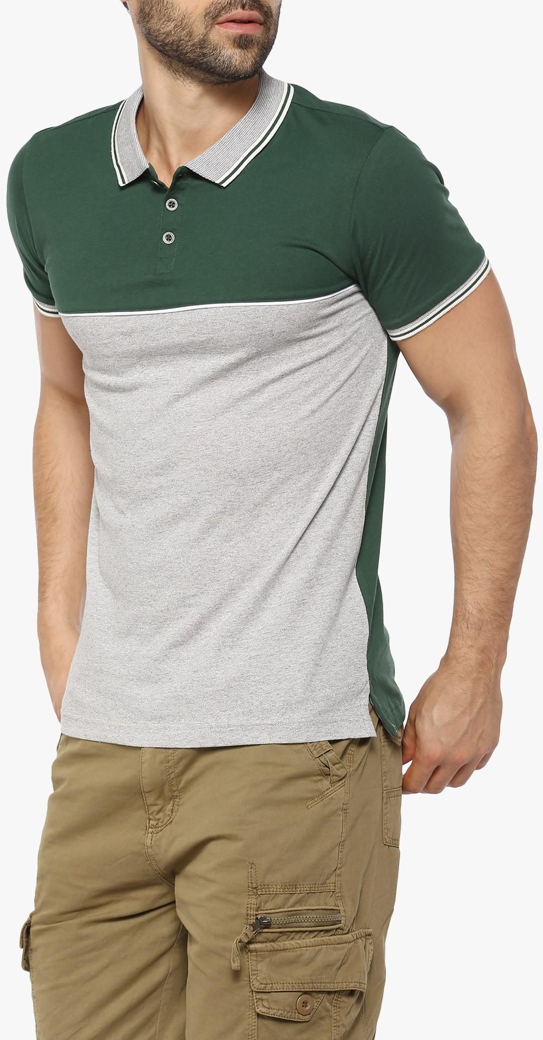 Grey and Green Lorenzo Polo T-Shirt