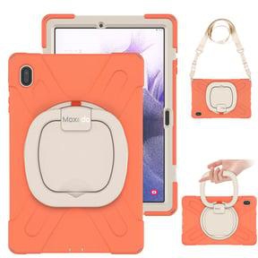 Moxedo Shockproof Rugged Colorful Case with 360 Rotating Kickstand and Shoulder Strap Compatible for Samsung Galaxy Tab S7 Plus 12.4-inch 2020 / S8 Plus 2022 (T730/T970/X800) (Living Coral)