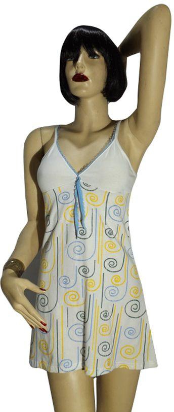 Chemise For Women - White And Yellow, Large