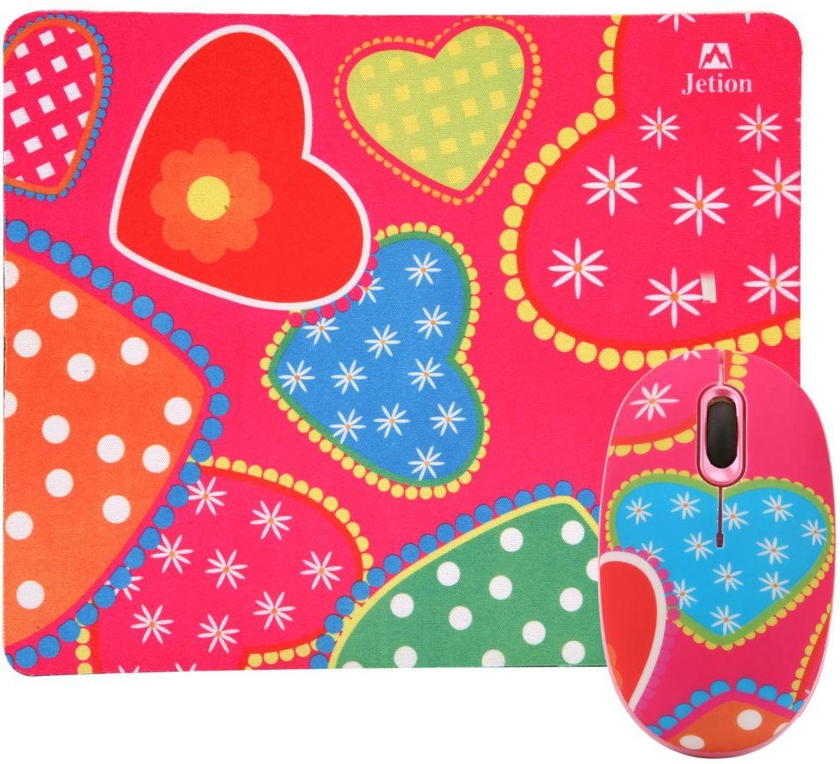 Jetion Fashionable Optical Mouse & Mouse Pad - Red [jt-dms046]