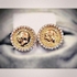 Golden Earrings Currency With Circle Cubic Zirconia For Women & Girls