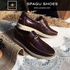 Natural Leather Casual Leazus Shoes - Brown
