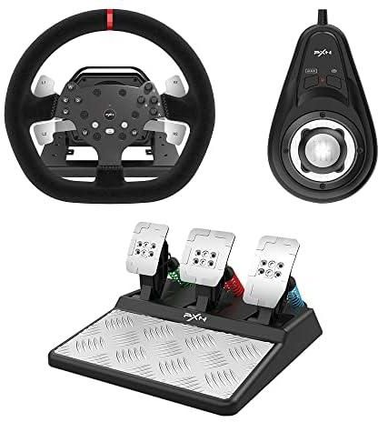 PC Steering Wheel with Force Feedback, PXN V10 Detachable Racing Wheel 270/900 degree Race Steering Wheel with 3-pedal Pedals And Shifter Bundle for Xbox One,Xbox Series X/S,PS4