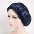 Satin Bonnet Hair Anti-breakage Frilly Sleep Cap - Navy Blue