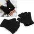 High Quality Wool Half Fingers Winter Gloves For Unisex -black