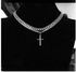 Cuban Link Chain With Cross Pendant - Silver