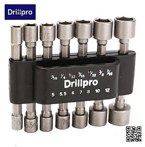 Universal Drillpro 14pcs 1/4 Inch Hex Shank Power Nut Driver Drill Bit Set SAE Metric Socket Wrench Screw
