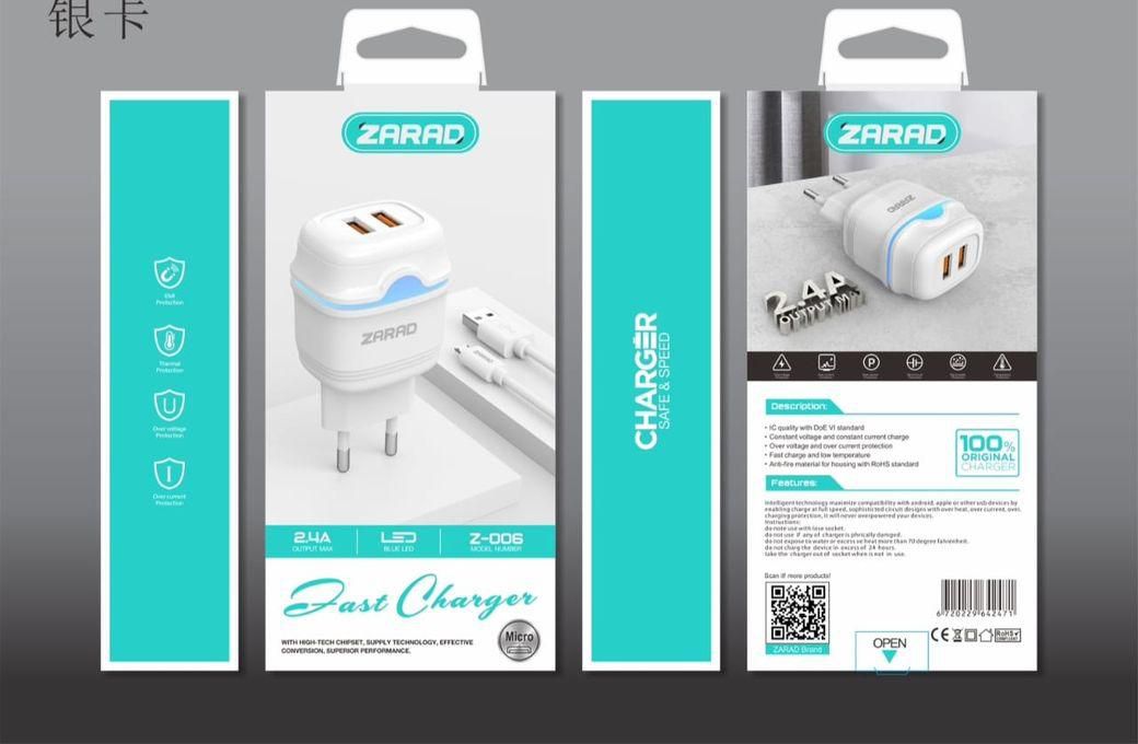 Zarad Z-006 Super Fast Charger Cable Type-c & Micro - White