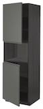 METOD High cab f micro w 2 doors/shelves, black/Voxtorp dark grey, 60x60x200 cm - IKEA