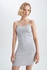Defacto Woman Casual Regular Fit Short Sleeve Knitted Dress - Grey
